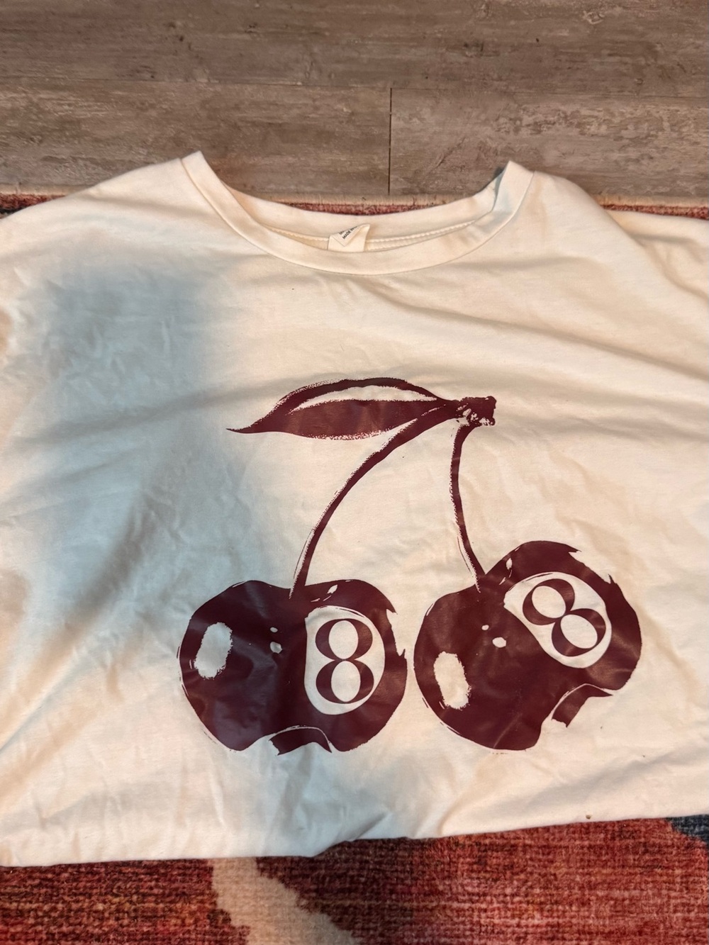 Graphic Cherry Tee with Number 8 Design